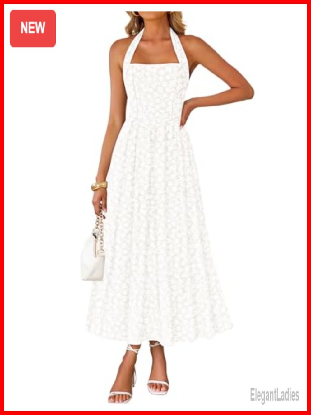 Sleeveless Floral Halter Maxi Dress | Wedding Guest Cocktail